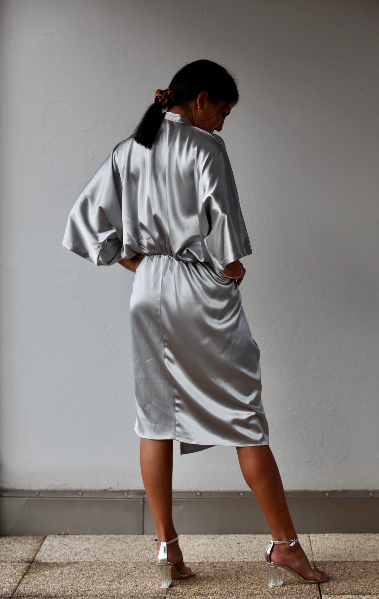 SILVER KIMONO DRESS