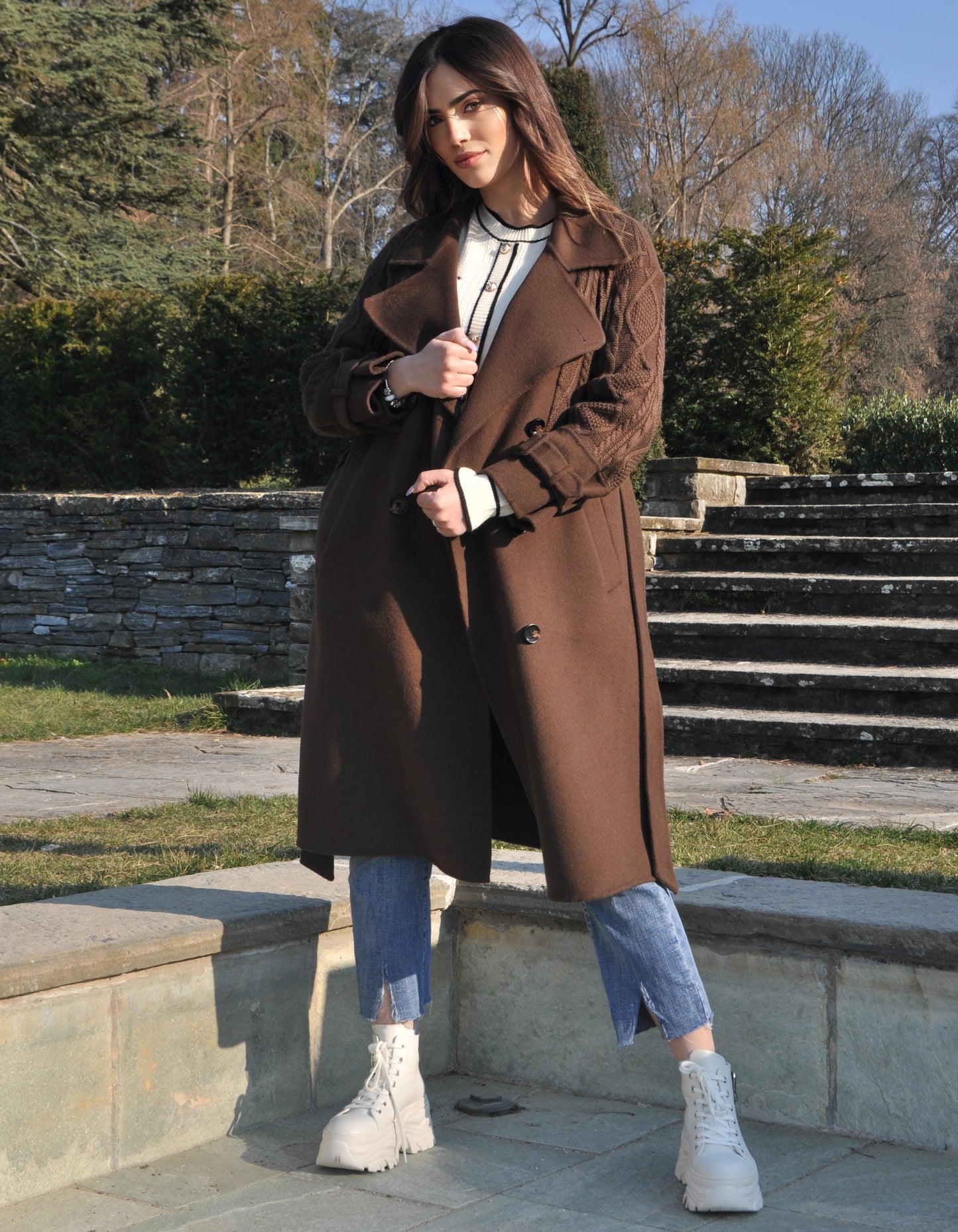 TRICOT SLEEVES MARRON COAT